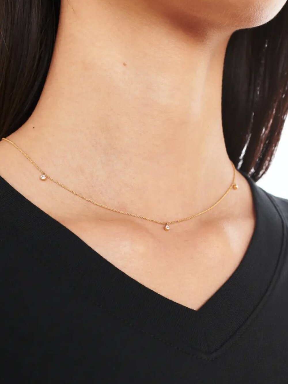 Quince White Sapphire Triple Bezel Drop Choker